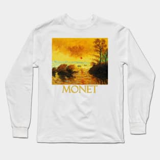 Le Coucher Du Soleil La Seine by Claude Monet Long Sleeve T-Shirt